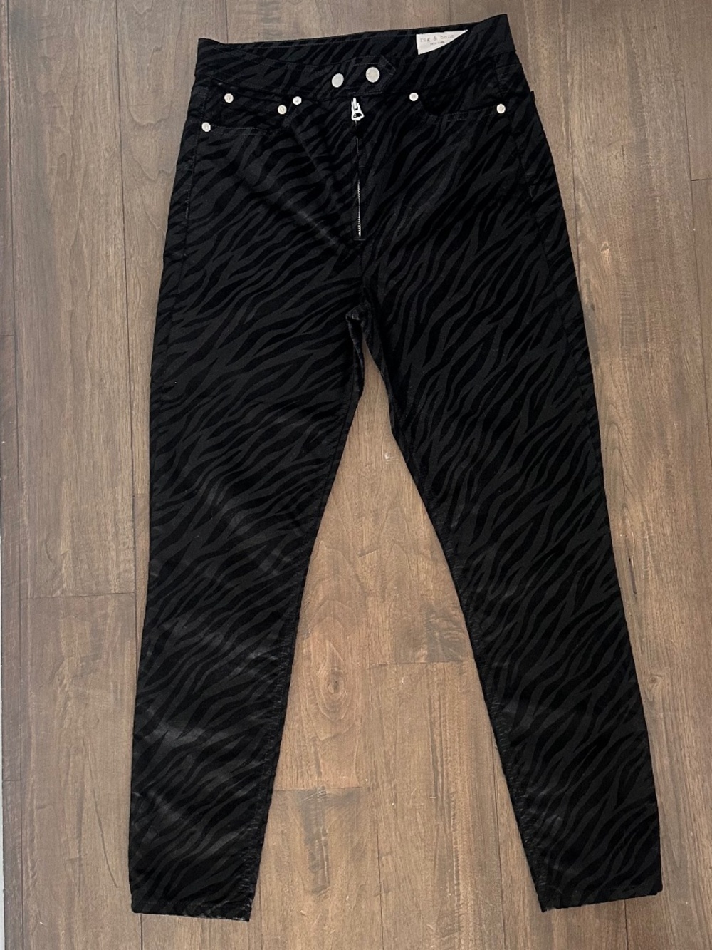 Rag & Bone Black Zebra Print Coated Skinny Jeans